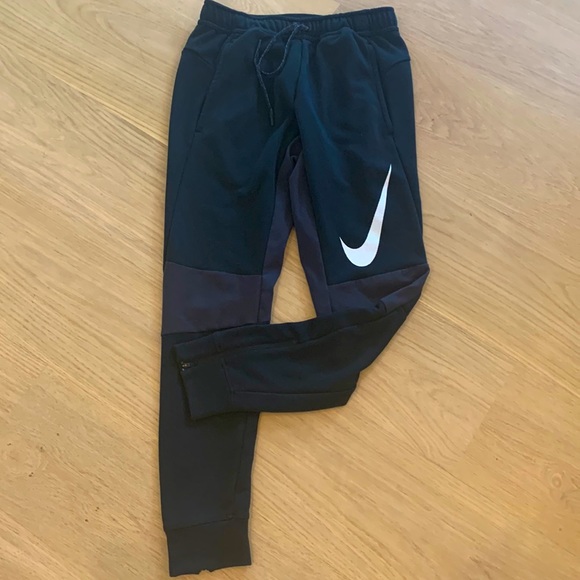Nike Other - Nike dri fit sweats, with jogger ankle zipper, two toned black/gray. Draw waist